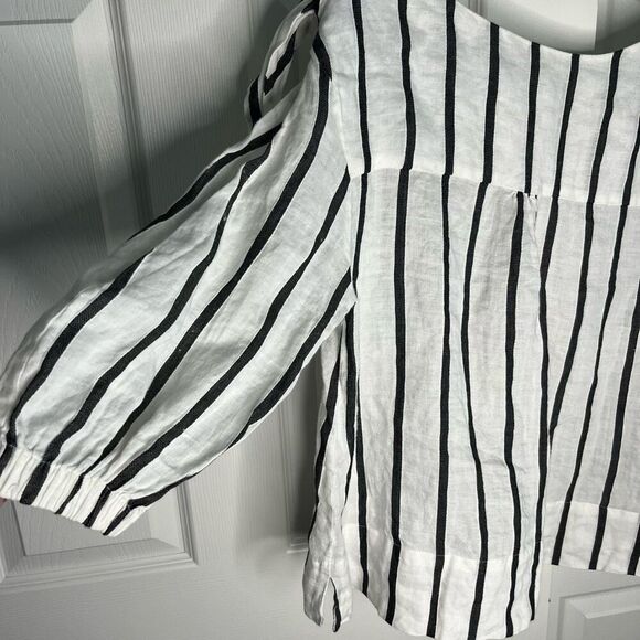 Zara Striped 3/4 Balloon Sleeved Top Women’s Small Oversized - Picture 5 of 8